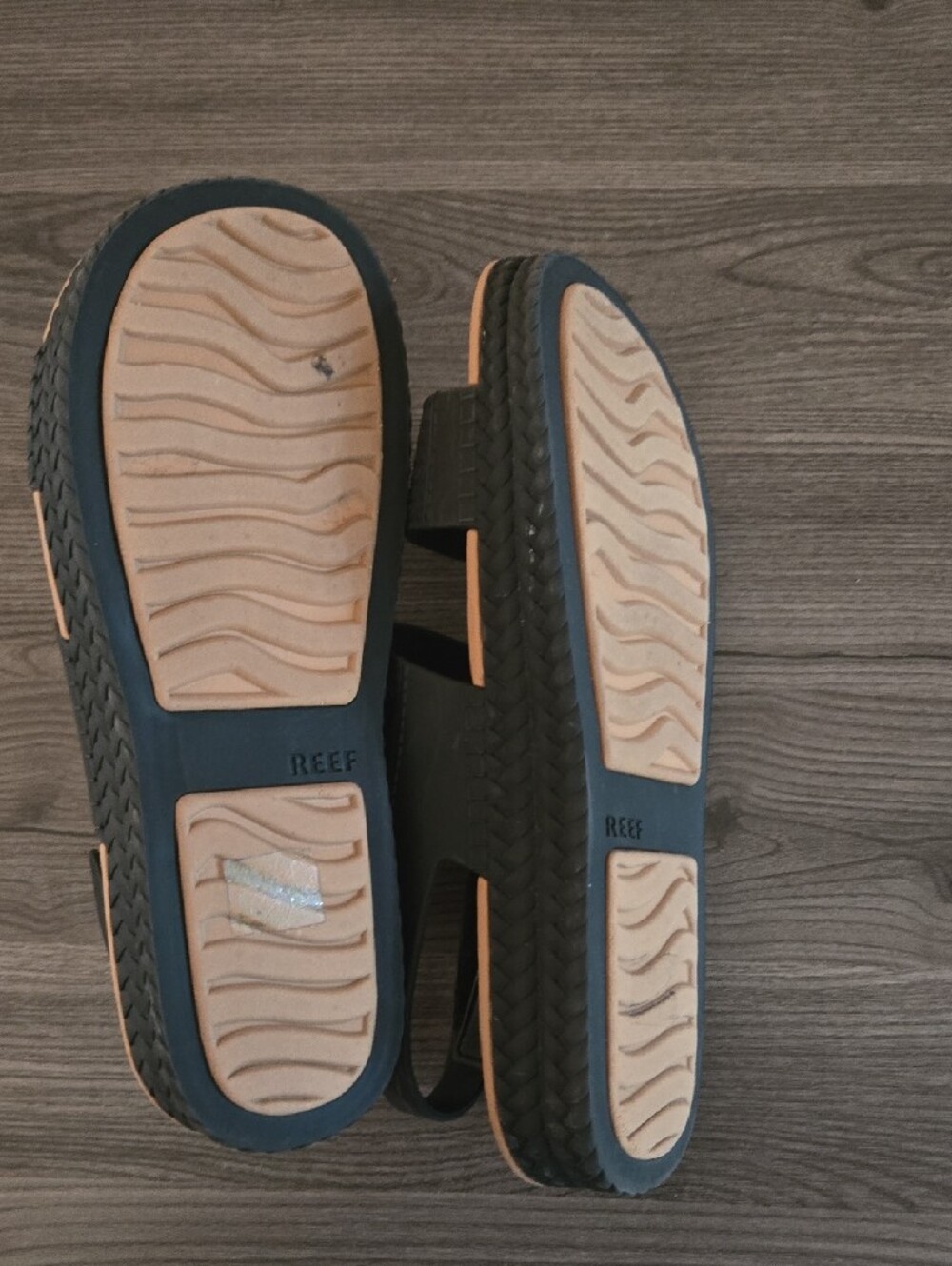 Reef Two-strap Black Sandals with Tan Footbed - Picture 3 of 12